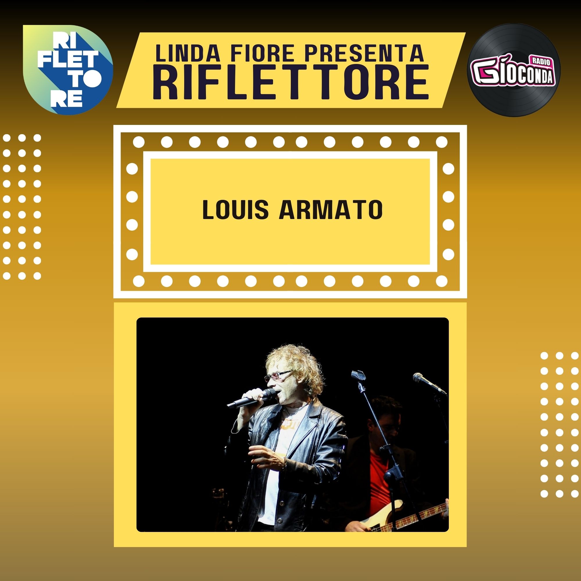Riflettore con il chitarrista, cantante e autore Louis Armato